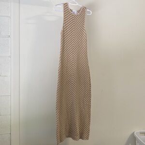 HOH1960 Neutral Tan & Cream Chevron Crochet Maxi Dress - Large Coastal Cottage